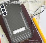 Rugged Anti-Shock Case Cover Kickstand and Strap for Galaxy S22 Plus 5G Phone