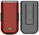 Grid Case Hard Shell Cover and Belt Clip Holster Combo for CAT S22 Flip Phone