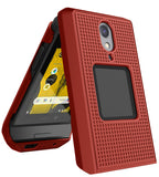 Grid Case Hard Shell Cover and Belt Clip Holster Combo for CAT S22 Flip Phone