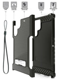 Rugged Anti-Shock Case Cover Kickstand and Strap for Galaxy S22 Ultra 5G Phone