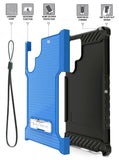 Rugged Anti-Shock Case Cover Kickstand and Strap for Galaxy S22 Ultra 5G Phone
