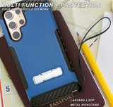 Rugged Anti-Shock Case Cover Kickstand and Strap for Galaxy S22 Ultra 5G Phone