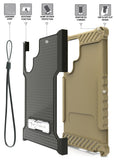 Rugged Anti-Shock Case Cover Kickstand and Strap for Galaxy S22 Ultra 5G Phone