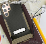 Rugged Anti-Shock Case Cover Kickstand and Strap for Galaxy S22 Ultra 5G Phone