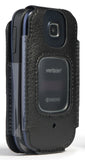 Black Vegan Leather Case with Belt Clip for Kyocera Cadence 4G LTE S2720 Phone