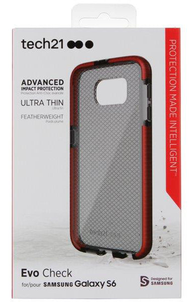 Tech21 RED SMOKE EVO CHECK ANTI-SHOCK CASE TPU COVER FOR SAMSUNG GALAXY S6