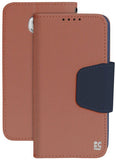 BROWN NAVY INFOLIO WALLET CREDIT CARD ID CASE COVER STAND FOR SAMSUNG GALAXY S6