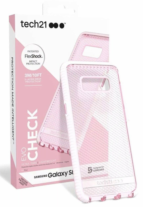 Tech21 Rose Pink EVO Check Anti-Shock Case TPU Cover for Samsung Galaxy S8 Plus