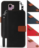 MAGNETIC FLAP WALLET CASE STAND + WRIST STRAP LANYARD FOR SAMSUNG GALAXY S9