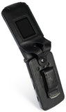 Black Vegan Leather Case with Belt Clip for Coolpad Snap Phone 3312A, 3311A