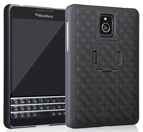 BLACK KICKSTAND SLIM CASE HARD COVER FOR BLACKBERRY PASSPORT (AT&T, SQW100-3)