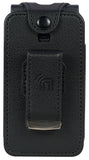 Black Vegan Leather Case with Belt Clip for Iris Easy Flip Phone / Summit Flip