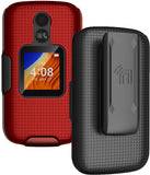 Grid Case Hard Cover and Belt Clip Holster for Alcatel TCL Flip 2 Phone (T408DL)