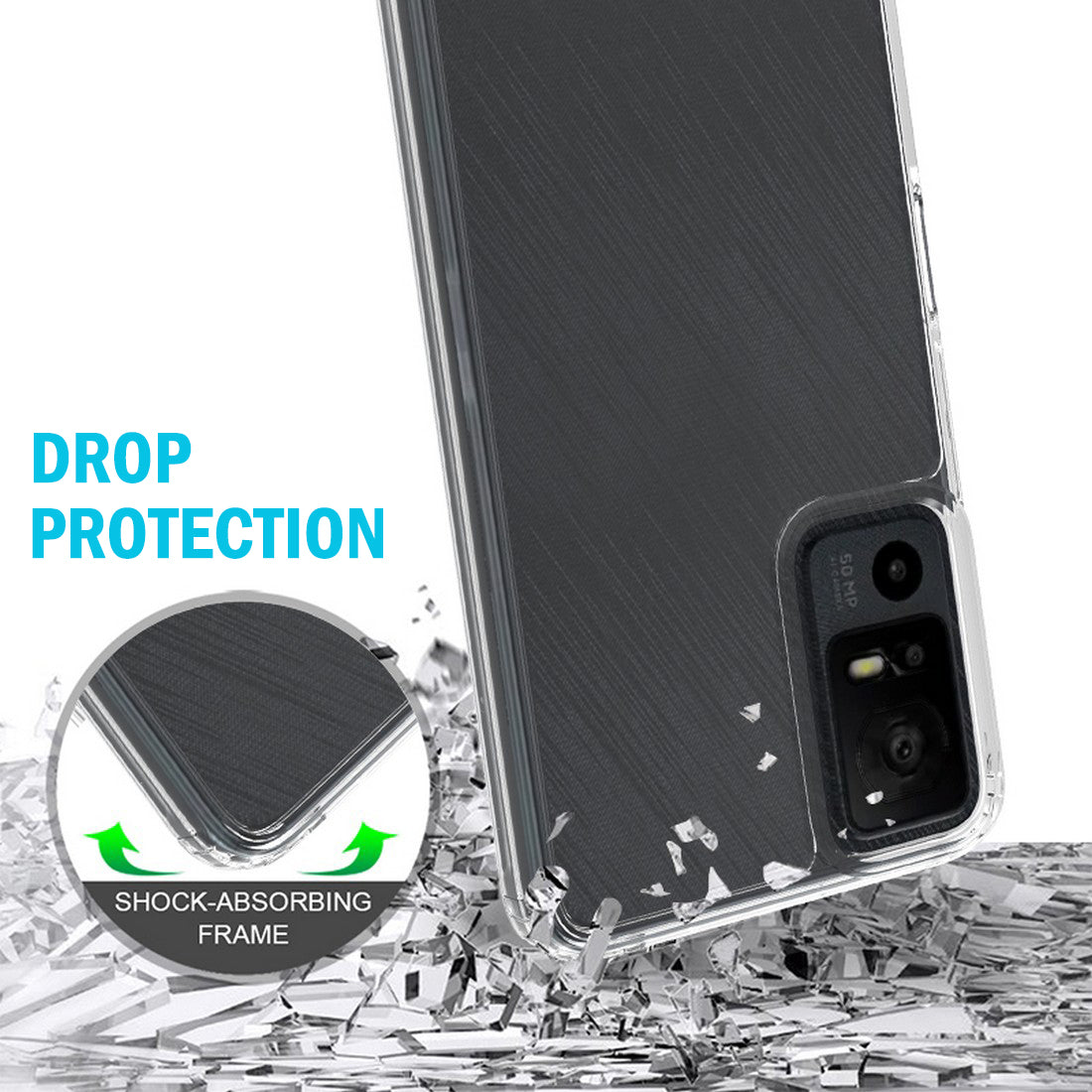 AquaFlex Transparent Anti-Shock Clear Case Slim Cover for TCL 40 XE 5G –  Nakedcellphone