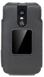 Black Vegan Leather Case Belt Clip Screen/Keypad Cover for TCL Flip 4 5G Phone