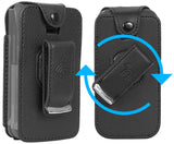 Black Vegan Leather Case Belt Clip Screen/Keypad Cover for TCL Flip 4 5G Phone