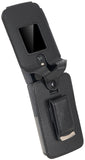 Black Vegan Leather Case Belt Clip Screen/Keypad Cover for TCL Flip 4 5G Phone