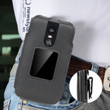 Black Vegan Leather Case Belt Clip Screen/Keypad Cover for TCL Flip 4 5G Phone