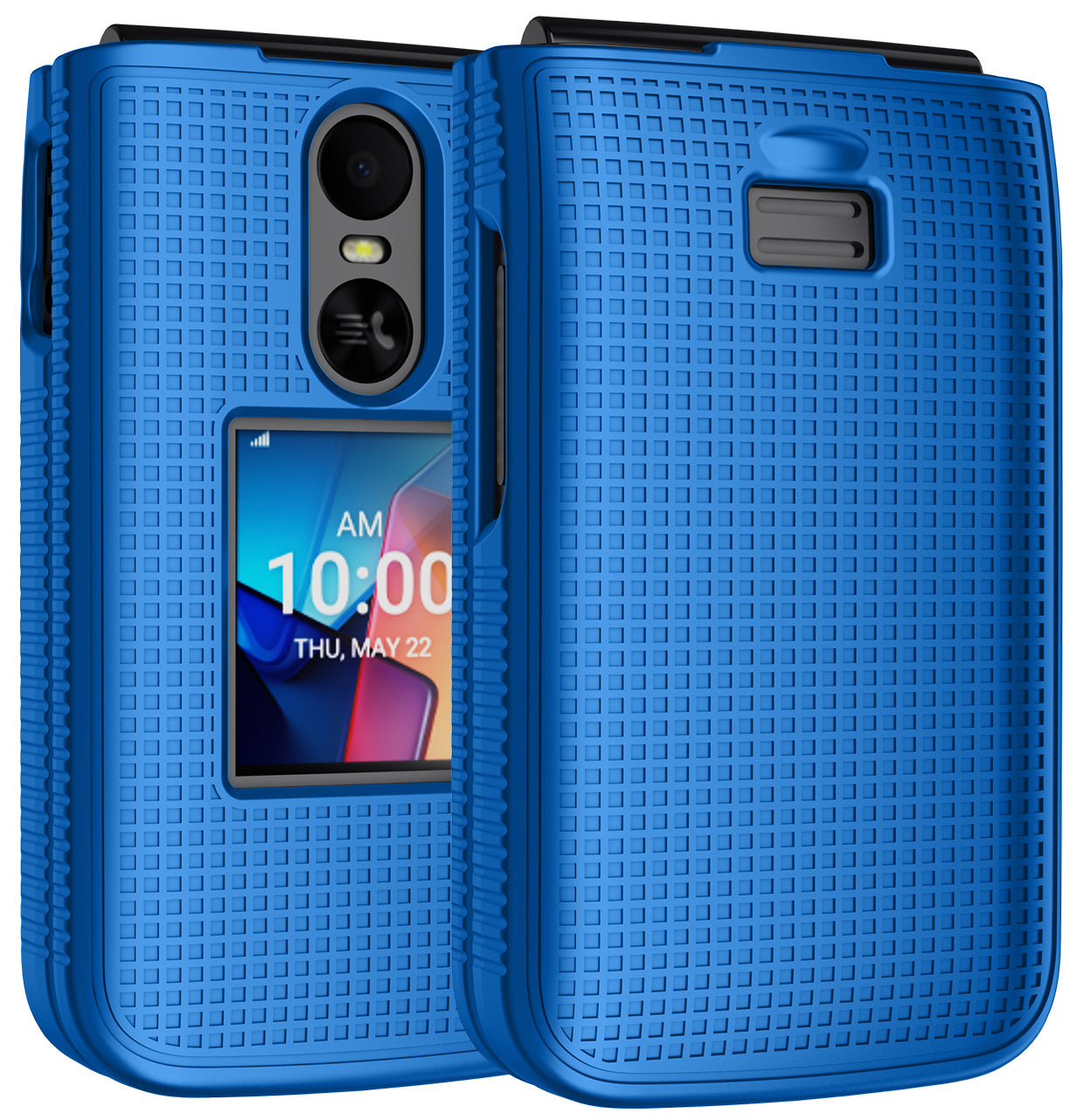 Grid Texture Hard Case Slim Cover for TCL Flip 4 Phone - Bright Pink