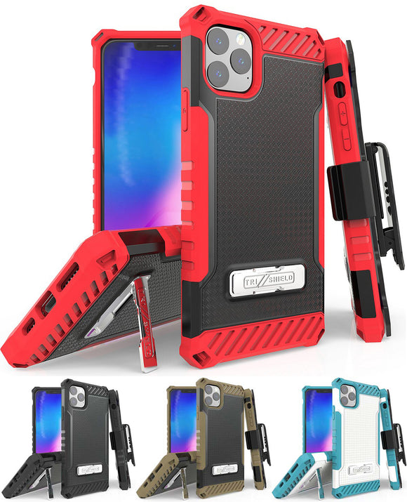 Tri-Shield Rugged Case Kickstand Cover Belt Clip Holster for iPhone 11 Pro Max