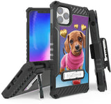 Rugged Tri-Shield Case + Belt Clip for iPhone 11 PRO MAX - Adorable Animals