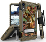 Whitetail Deer Outdoor Camo Case Cover + Belt Clip Holster for iPhone XR (10R)