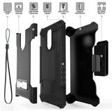 Tri-Shield Rugged Case Cover + Belt Clip Holster + Strap for LG Xpression Plus 2