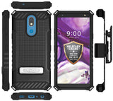 Tri-Shield Rugged Case Cover + Belt Clip Holster + Strap for LG Xpression Plus 2