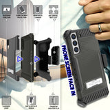 Tri-Shield Rugged Case Stand + Belt Clip Holster + Strap for Galaxy S22 Plus 5G