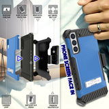 Tri-Shield Rugged Case Stand + Belt Clip Holster + Strap for Galaxy S22 Plus 5G