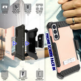Tri-Shield Rugged Case Stand + Belt Clip Holster + Strap for Galaxy S22 Plus 5G