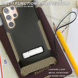 Tri-Shield Rugged Case Stand + Belt Clip Holster + Strap for Galaxy S22 Ultra 5G