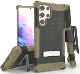 Tri-Shield Rugged Case Stand + Belt Clip Holster + Strap for Galaxy S22 Ultra 5G