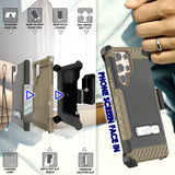 Tri-Shield Rugged Case Stand + Belt Clip Holster + Strap for Galaxy S22 Ultra 5G