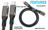 Dual Port USB 20W Wall Charger and Braided Type-C Cable for Phone - 3.2 Feet