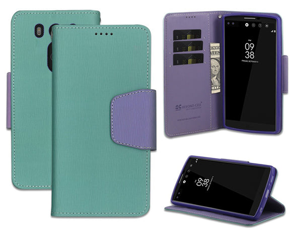 NEW MINT/PURPLE INFOLIO WALLET CREDIT CARD ID CASE COVER STAND FOR LG V10 PHONE