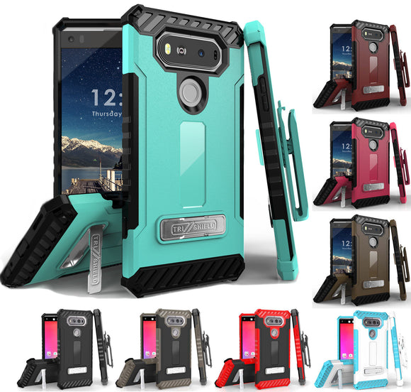 TRI-SHIELD CASE with MAGNETIC KICKSTAND + BELT CLIP HOLSTER + STRAP FOR LG V20