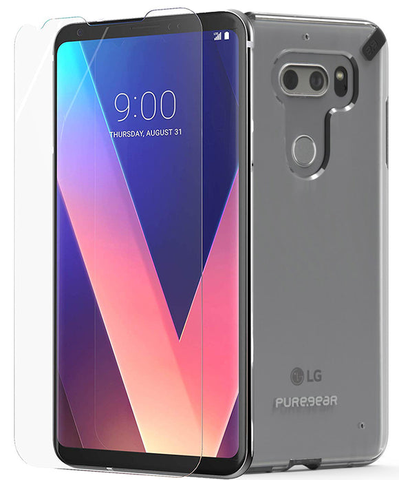 PureGear Black/Clear Slim Shell Case + ImpactShield for LG V30/V30 Plus/V30s/V35