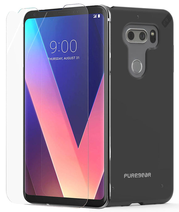 PureGear Jet Black Slim Shell Case + ImpactShield for LG V30/V30 Plus/V30s/V35