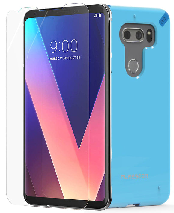 PureGear Light Blue Slim Shell Case + ImpactShield for LG V30/V30 Plus/V30s/V35