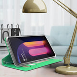 Wallet Case Credit Card Slot Cover with Stand and Wrist Strap for LG V60 ThinQ