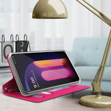 Wallet Case Credit Card Slot Cover with Stand and Wrist Strap for LG V60 ThinQ