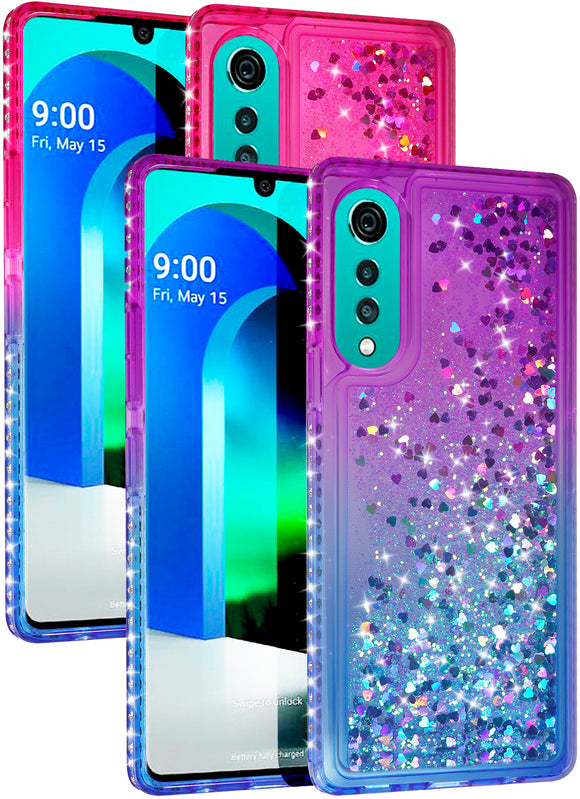 Liquid Sand Sparkling Glitter Waterfall Case Cover for LG Velvet Phone LM-G900M