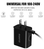 Black 2.1A USB TYPE-C TRAVEL WALL CHARGER USB PORT FOR BLACKBERRY MOTION, KEYONE