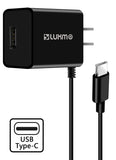 Black 2.1A USB TYPE-C TRAVEL WALL CHARGER USB PORT FOR BLACKBERRY MOTION, KEYONE