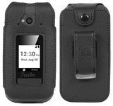 Black Leather Case with Belt Clip Screen Cover for Sonim XP3 Plus 5G Phone X320