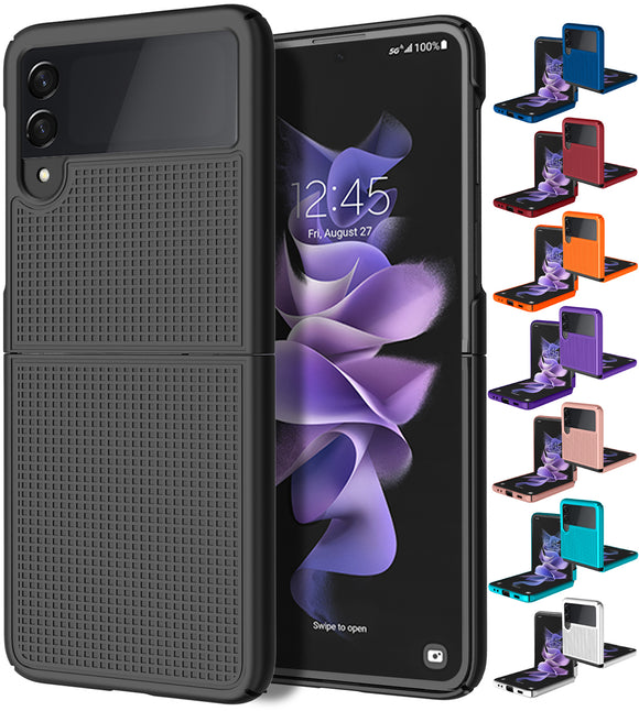 Grid Textured Hard Case Slim Phone Cover for Samsung Galaxy Z Flip 3 5G Flip3