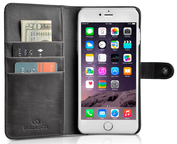 NAZTECH KLASS BLACK WALLET CASE ID CREDIT CARD SLOT FOR APPLE iPHONE 6 4.7