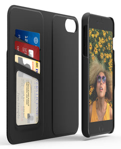 PureGear Black ExpressFolio Wallet Magnetic Case Cover for iPhone 7 Plus, 8 Plus