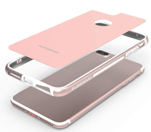 PureGear Rose Gold GlassBak 360 Case Aluminum Bumper for iPhone 8/7/6 PLUS